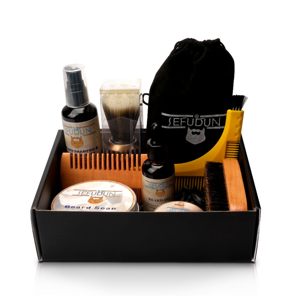 Beard Care Kit – Oil, Comb, Scissors, Balm, and Wax for Styling.