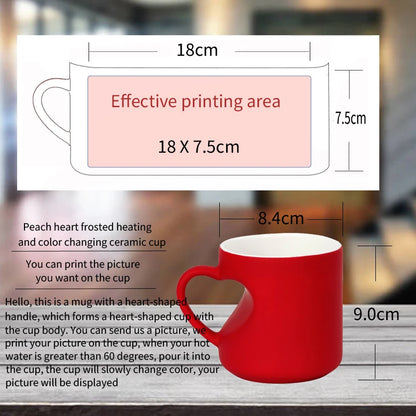 Mug DIY Custom Hot Water Discoloration Heart-shaped Handle Ceramic Cup Print Picture Image Text Logo Personalized Gift