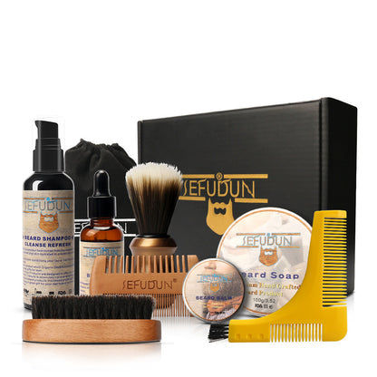 Beard Care Kit – Oil, Comb, Scissors, Balm, and Wax for Styling.